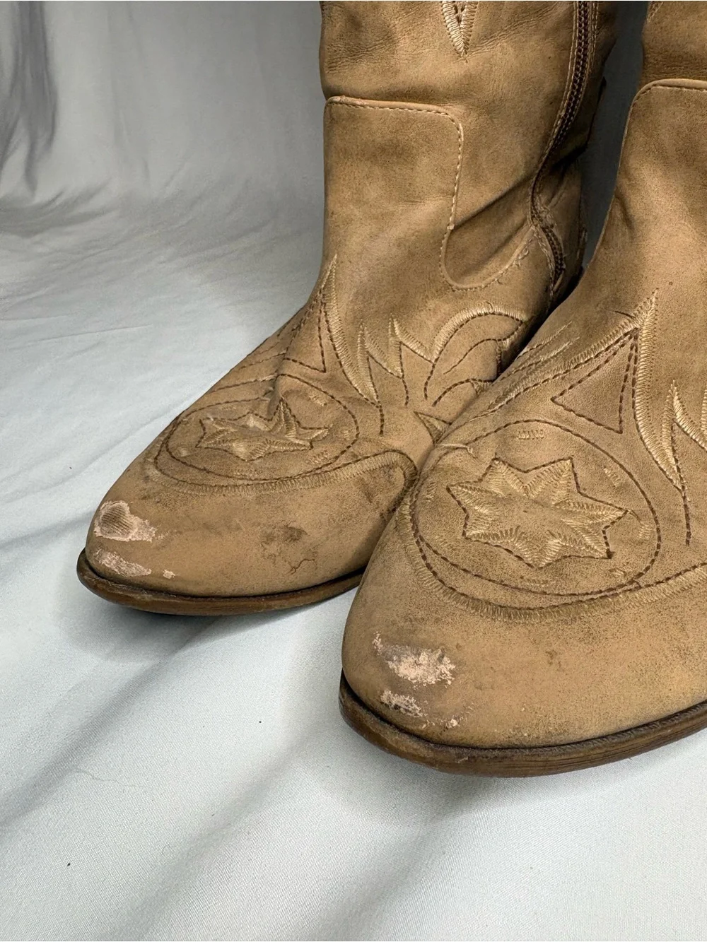 Almira Tan Embroidered Over-the-Knee Western Boots